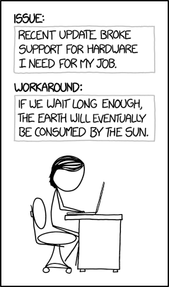 ISSUE: If we wait long enough, eventually the Earth will be consumed by the Sun. WORKAROUND: None.