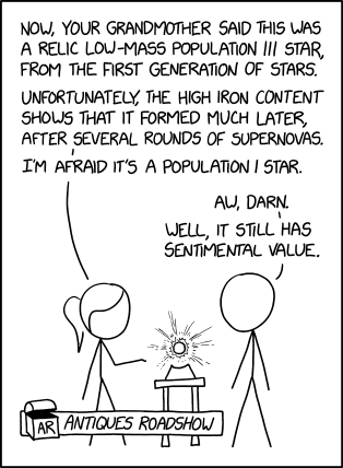 The family lore was that we've had it ever since it was ejected from a star-forming gas cloud, but it seems more likely that my great-grandparents probably just bought it while on vacation in the galactic thin disk.
