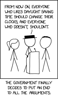 I average out the spring and fall changes and just set my clocks 39 minutes ahead year-round.