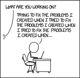 'What was the original problem you were trying to fix?' 'Well, I noticed one of the tools I was using had an inefficiency that was wasting my time.'