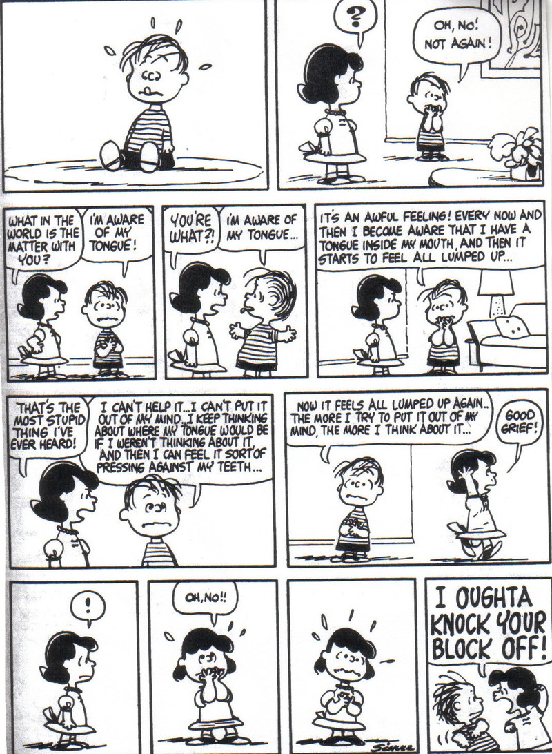 Aware now. Peanuts Snoopy strip. Comic strip Cosmos Snoopy. Aware.