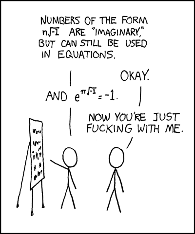 I have never been totally satisfied by the explanations for why e to the ix gives a sinusoidal wave.