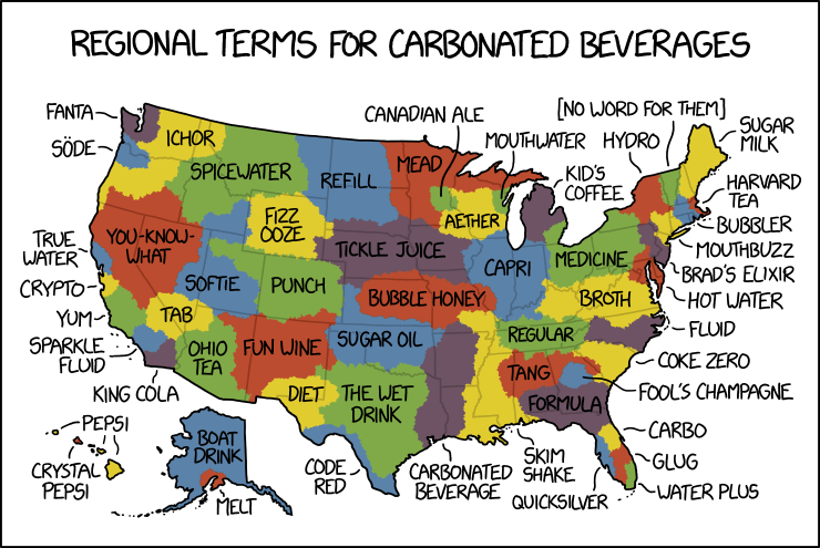 pop or soda map 2108 Carbonated Beverage Language Map Explain Xkcd pop or soda map
