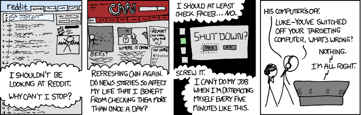 After years of trying various methods, I broke this habit by pitting my impatience against my laziness. I decoupled the action and the neurological reward by setting up a simple 30-second delay I had to wait through, in which I couldn't do anything else, before any new page or chat client would load (and only allowed one to run at once). The urge to check all those sites magically vanished--and my 'productive' computer use was unaffected.