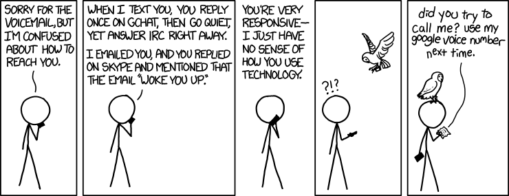 XKCD comics cartoon 1254: Preferred Chat System by Randall