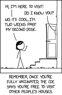 "You still can't walk into someone's house without being invited!" "What/ Oh, I see your confusion. No, this vaccine is for a bat VIRUS. I'm fine with doorways and garlic and stuff."