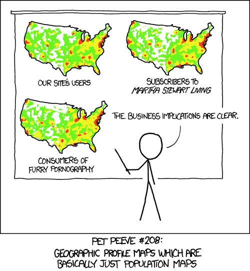 There are also a lot of global versions of this map showing traffic to English-language websites which are indistinguishable from maps of the location of internet users who are native English speakers.