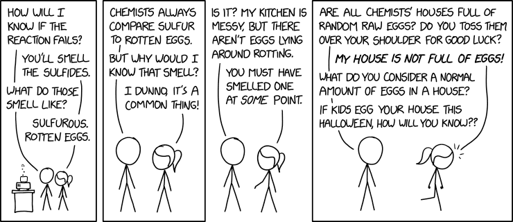 Chemists actually find it simpler to define a general odor of rotten eggs as a baseline, and the LACK of rotten eggs as a distinct smell.