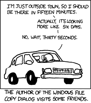 They could say "the connection is probably lost," but it's more fun to do naive time-averaging to give you hope that if you wait around for 1,163 hours, it will finally finish.