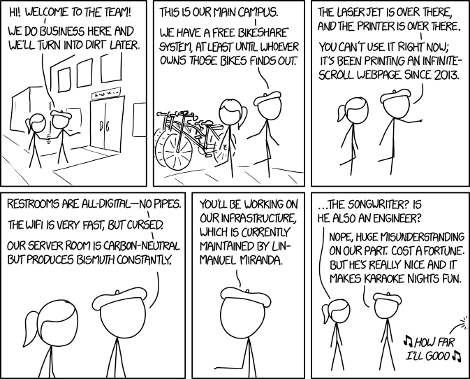 'So we just have a steady flow of metal piling up in our server room? Isn't that a problem?' 'Yeah, you should bring that up at our next bismuth meeting.'