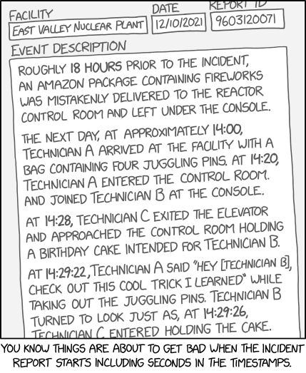 Increasing-precision timestamps are the Jaws theme of incident reports.