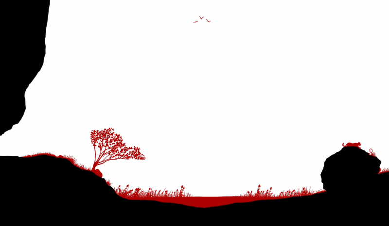 File:1608 1053x1093y Lake with tree birds and puma on rock at exit in the bottom left side of the cave red.png