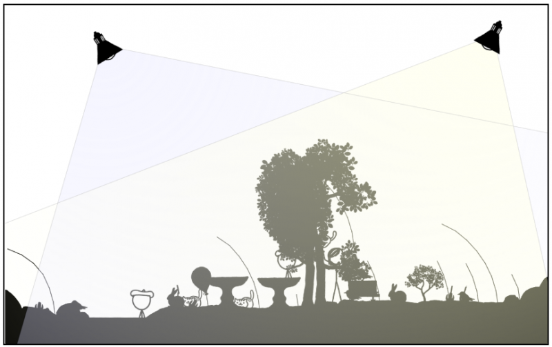 File:1663 garden Blue yellow Beret Guy in Birdbath and balloon bird cats Megan holding wavy straw.png